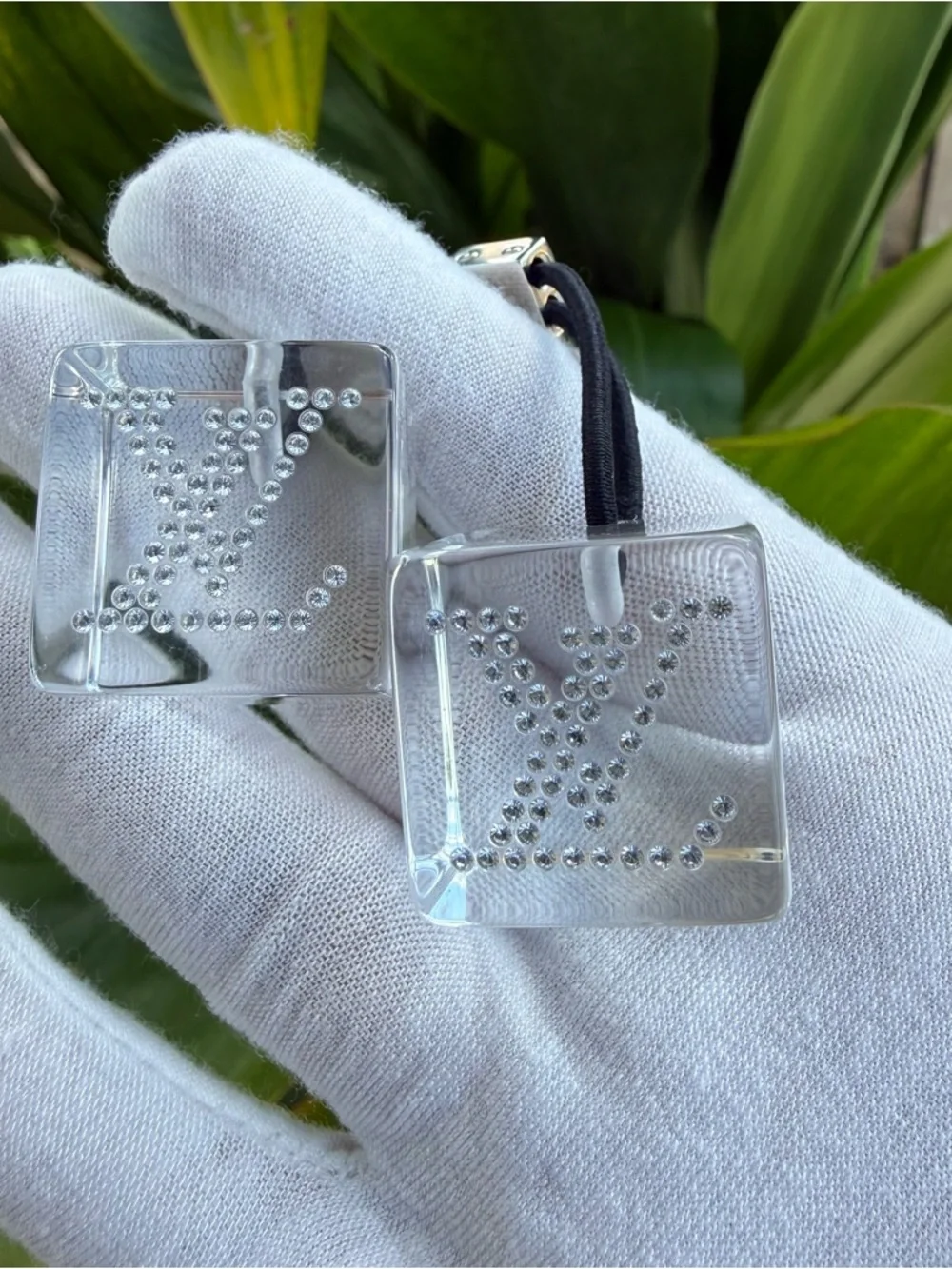 Louis Vuitton Dice Hair Tie Hair Accessory Authentic Rhinestone Cube Crystal - Picture 2 of 8